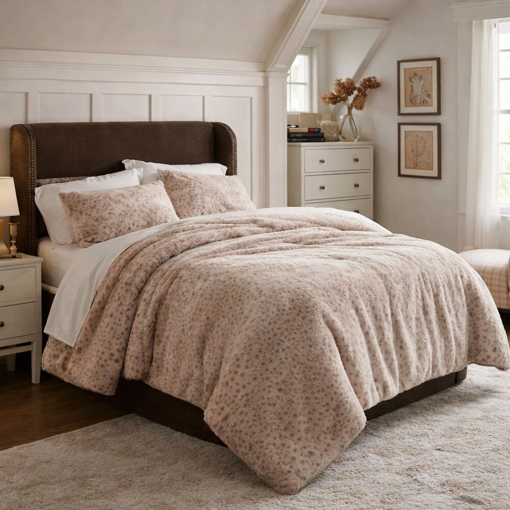 Threshold Faux Fur Comforter Set Full/Queen • 3-Piece • Blush Pink • NEW in Pack